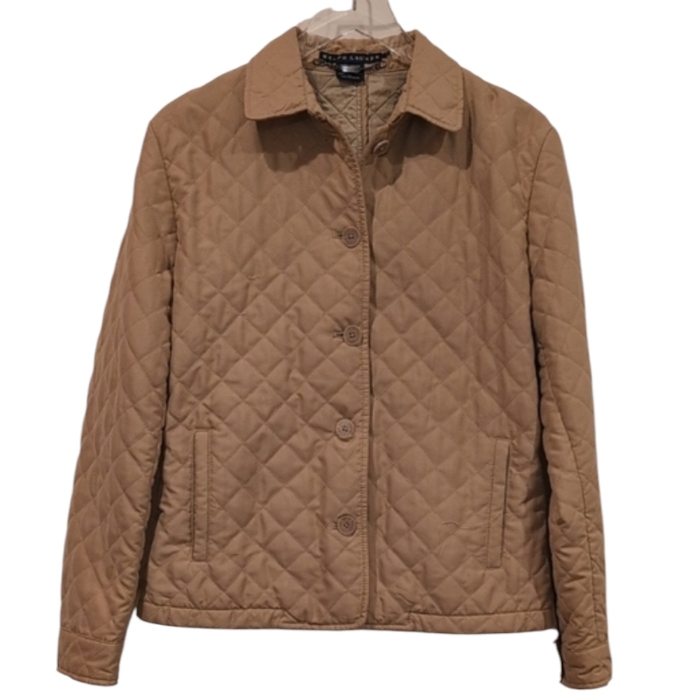 Ralph Lauren Quilted Puffer Jacket in Camel Tan